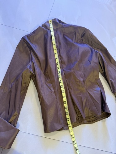 JS COLLECTIONS Women Size 10 Brown Satin Jacket Blazer Full Zipper Back - Picture 4 of 21