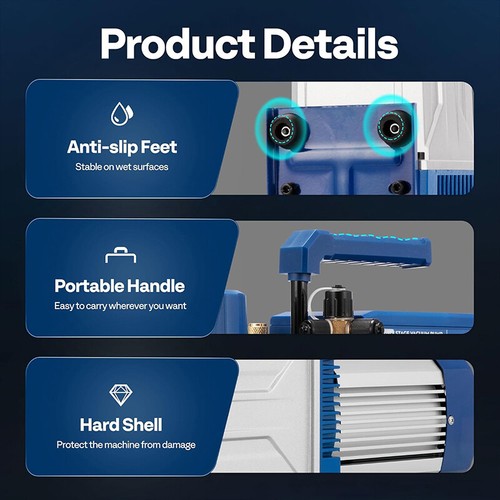 14.4 CFM 1.5HP 2 Stage HVAC Vacuum Pump  w/ 2 Oil Bottle Auto AC Vacuum Pump - Picture 7 of 7