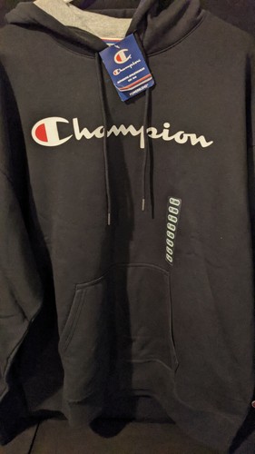 Champion Logo Pullover Hoodie Sweatshirt 2XL schwarz und passender Zugehörigkeitstasche - Bild 4 von 12