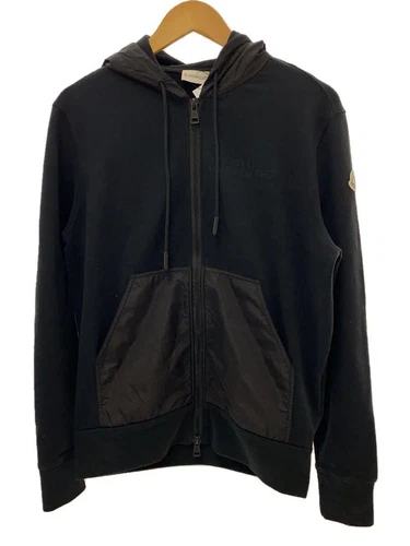Felpa con cappuccio MONCLER S cotone nero tinta unita zip H10918G00042899M4 usata