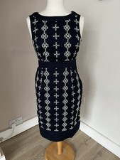 Monsoon shift dress size 10 Navy & White Embroidered With Pockets  (875) 