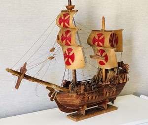 32” Large Antique Ship Model Handmade W Light