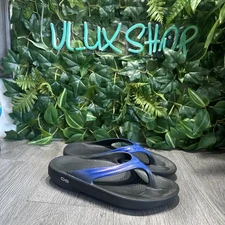 OOFOS OOlala Luxe Thong Sandals Blue Women's Size US 7 EU 38