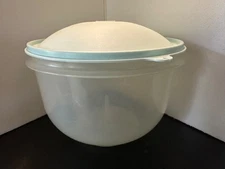 Tupperware Crisp-It Lettuce Keeper 1424Clear Bowl & Mint Green Dome Lid & Spike