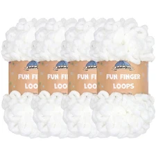 JubileeYarn Fun Finger Loops Yarn - 100g/Skein Jumbo Polyester - White - 4 Sk...