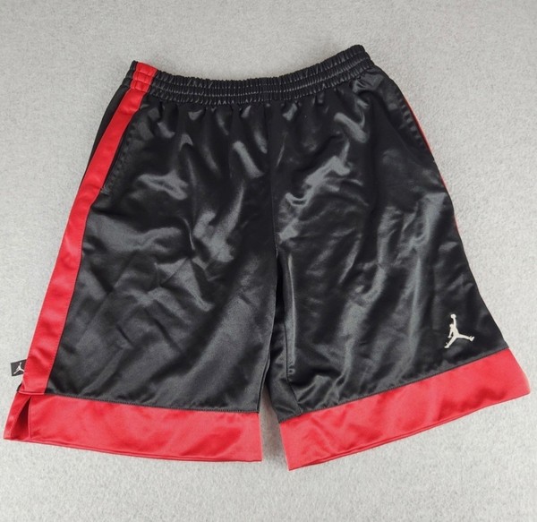 Jordan Retro Dazzle Basketball Shorts Kid‘s L Black Red Jumpman Satin