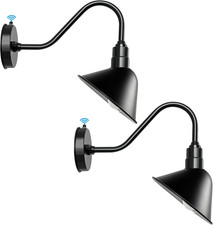 Vintage Gooseneck Barn Light - 8" Dome Shade Outdoor Wall Fixture 2PCS