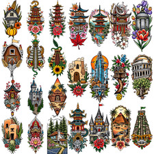 9pcs Temporary Tattoo Waterproof Long-lasting Body Stickers Totem Pole