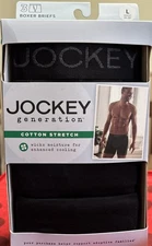 NEW Jockey Generation Men's 3 Pack Cotton Stretch Boxer Briefs Black Size Large