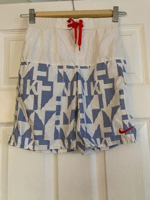 Nike Boys Swimming Swim Shorts Logo White Blue Pocket Age 6-8 116-128 CM - Image 1 of 4