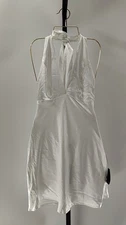 Lulus Women White Halter Mini Basic Sleeved Dress M