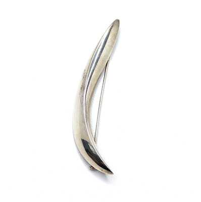 Sterling Silver 925 Vintage Curved Bar Brooch Minimalist Modern Pin 10.0g