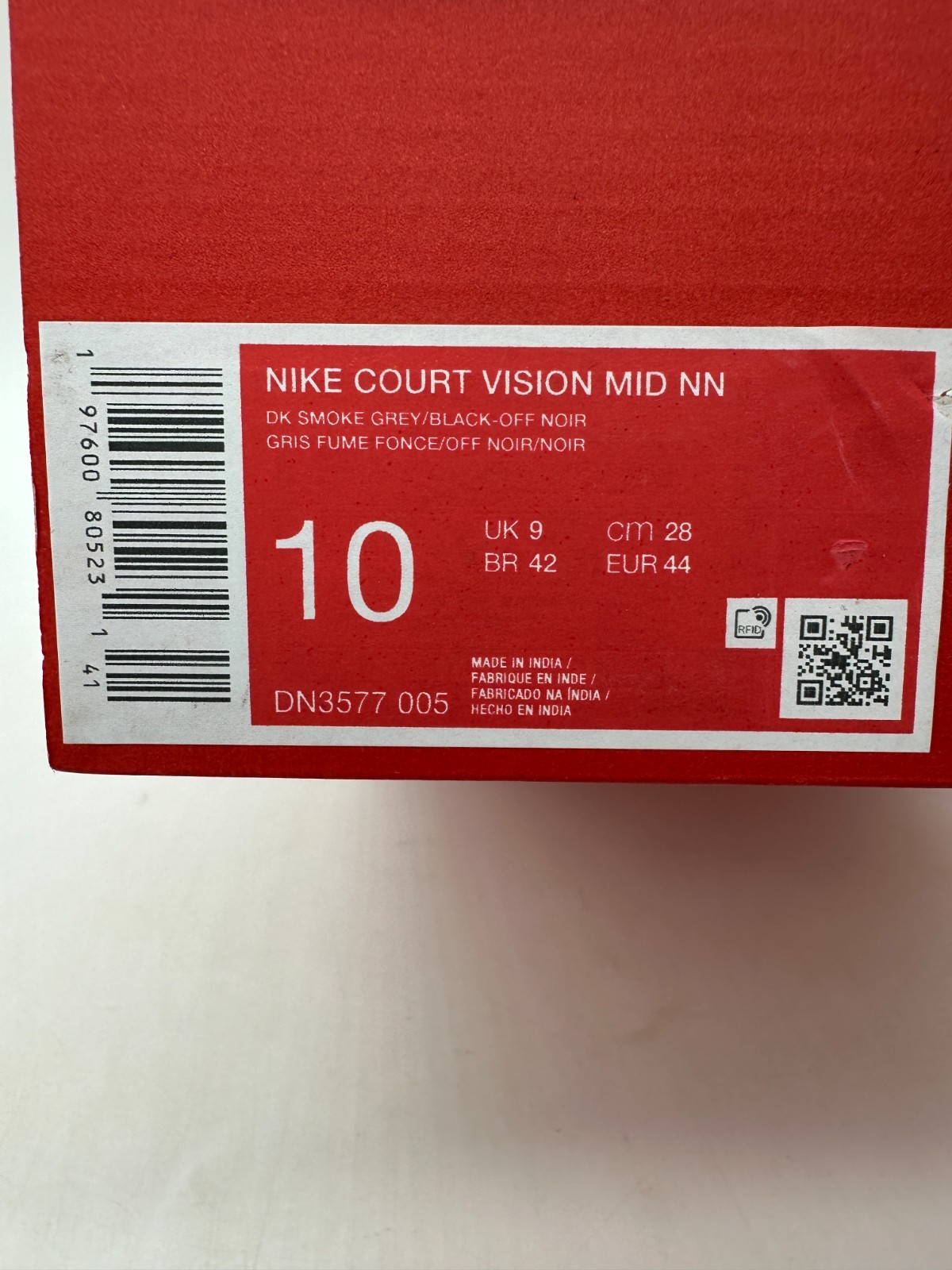 Nike Court Vision Mid Men's Size 10 Black White Leather Shoes DN3577 005 thumbnail 6