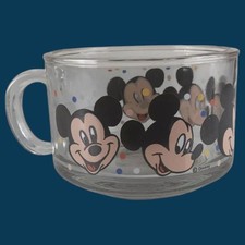 Walt Disney Mickey Mouse Vintage Glass Soup Cup Mug Made In USA