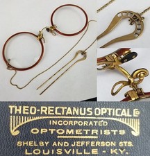 antique wire rim glasses GOLD FILLED pinz-nez spectacles Fits-U case pin