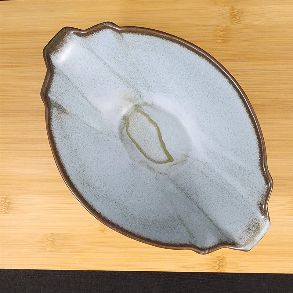 Frankoma Plainsman Woodland Musgo Cerámica Ovalada Tazón de Verduras Azul Marrón Verde 9" Foto 2 de 4