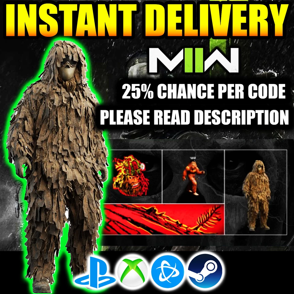 Call of Duty COD MW3 WARZONE JACK LINKS GHILLIE SKIN | 1/4 CHANCE ✅