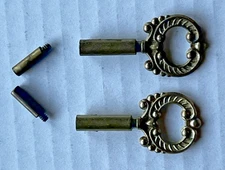 2 Brass Plated Die Cast Metal Keys For Turn Knob Lamp Sockets w/ 1/2" EXTENSIONS