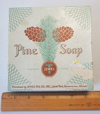 Vintage Jewel Tea Company Pine Soap 4 Green Cakes Bars With box Unused