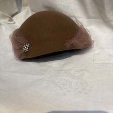 1950 s Vintage Ladies Pillbox Hat With Netting Rhinestone Detail