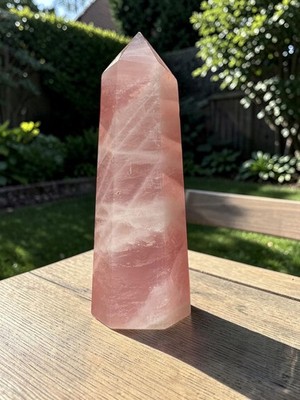 Rosenquarz Turm 120 mm, rosa Kristallspitze, Liebesstein, Heilkristall Dekor