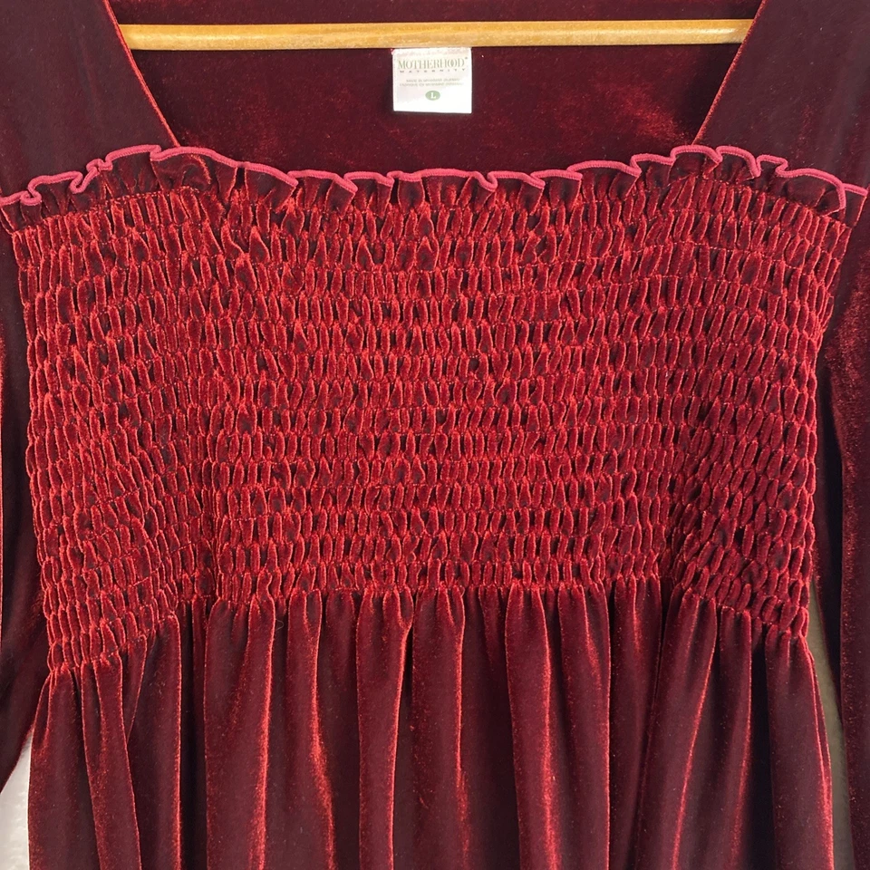 Blusa Babydoll de Terciopelo Maternidad Terciopelo Maternidad Borgoña Grande L Foto 2 de 4