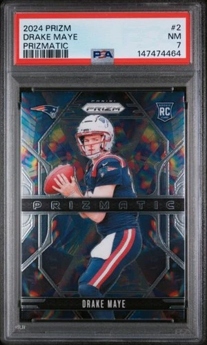 2024 Panini Prizm – Drake Maye Prizmatic #2 RC – PSA 7