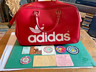 Original 70er Jahre Adidas Northern Soul Niter Tasche. Gebrauchtes Wigan Casino Provenienz.