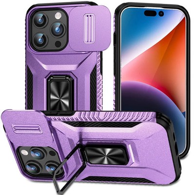 Shockproof Armor Phone Case For  iPhone 6 /7/8 Plus Slide Push Window Lens Cover