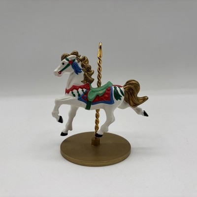 Hallmark 1989 Snow Carousel Horse Ornament 1st In A Collection Of 4 Carousel Hor