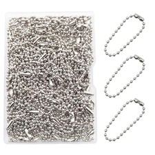 100 PCS Ball Beads Chain Bulk, 4 Inch Dog Tag Metal Small Chain with Silver