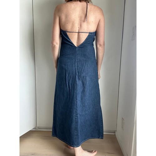Abito maxi Halter denim marca fortunata Y2K anni 2000 vintage stile western boho taglia SM - Foto 5 di 8