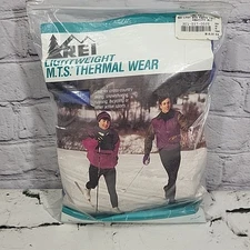Vintage 90s REI Lightweight MTS Thermal Base Layer Set Top Bottoms Blue Mens L 