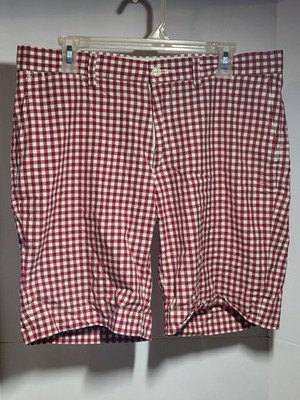 Ralph Lauren Polo Mens Red & White Gingham Pattern Cotton Shorts Size 35 