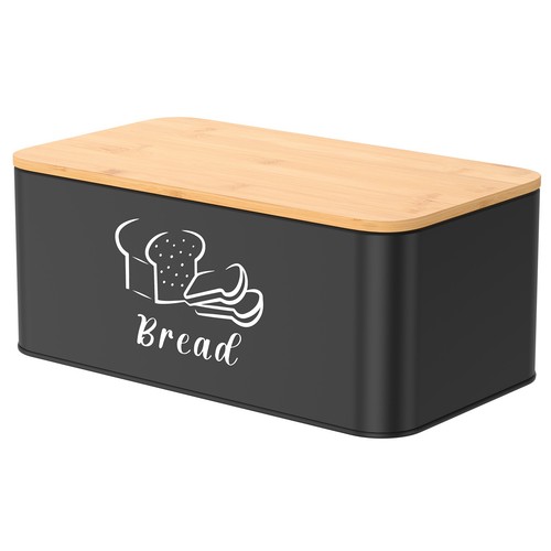Bread Storage Container Metal Bread Box With Bamboo Cutting Board Lid for pavdn - Picture 20 of 22