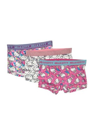 Hello Kitty Girls' 3-Pack  Short Underwear Size,  4, 6, 8, 10