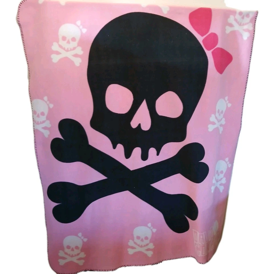 Manta calavera David & Goliat Halloween rosa/negro/blanco 48" x 60" polar  Foto 2 de 4
