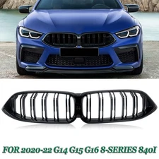 Gloss Black Dual Slats Front Kidney Grill For 2020-22 G14 G15 G16 8-Series 840i