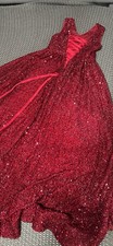 Girls Red Sequin Ball Gown Formal Dress Sleeveless Long