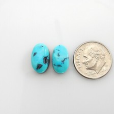 Natural Blue Kingman Turquoise Matched Pair Cabs Cabochons Gemstones k227