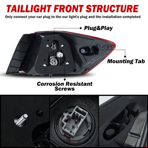 2 Tail Light Driver Inner Outer Tail Light For 2016-2017 Honda Accord Rear Brake - Picture 5 of 13