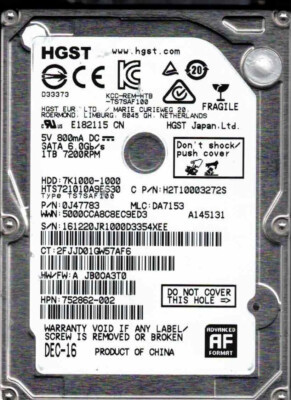 HTS721010A9E630, 0J47783, DA7153 HGST SATA 1TB | eBay