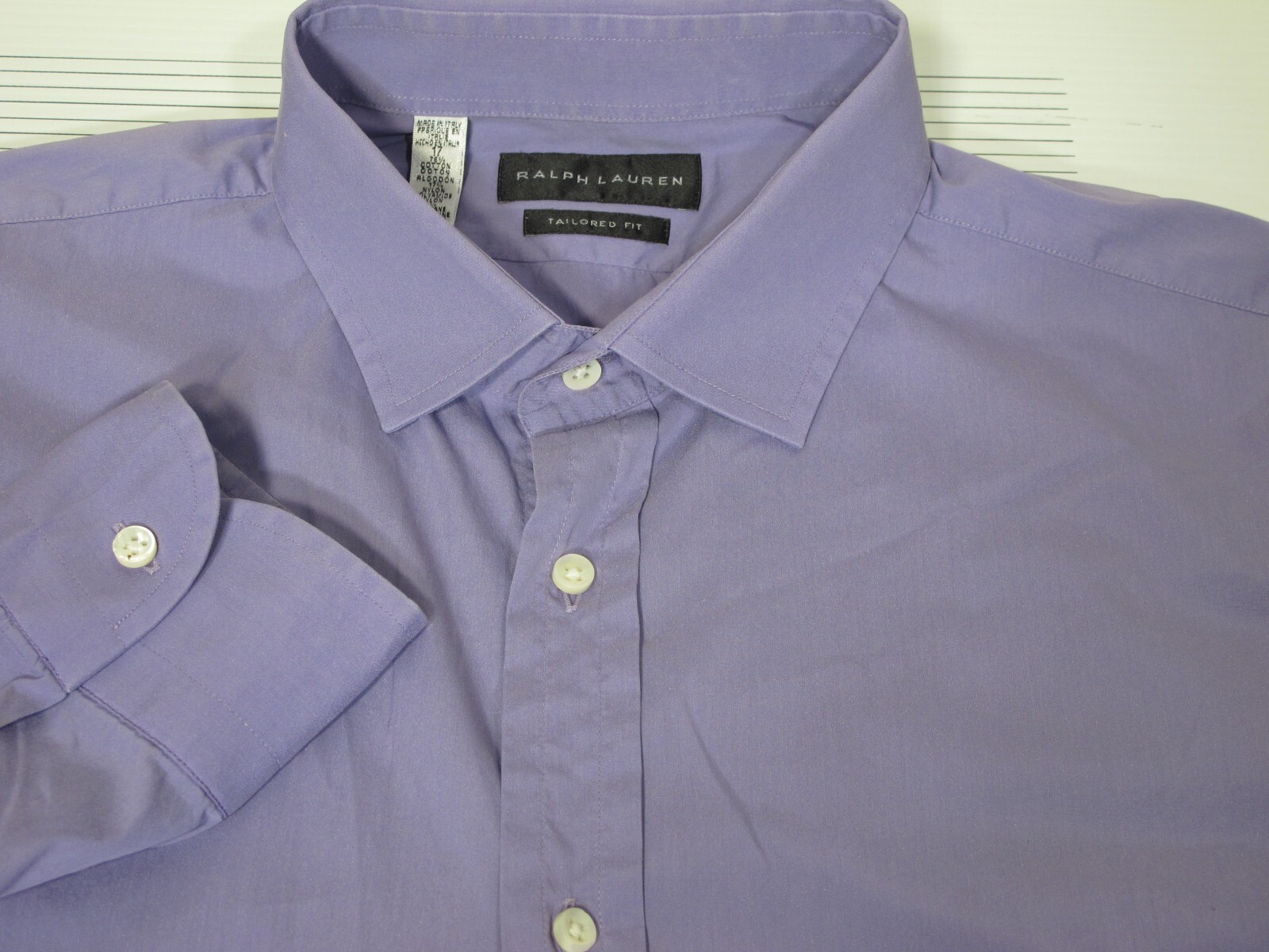 Ralph Lauren Black Label Dress Casual Shirt 17 x 34 Lavender Purple Made n Italy image 2
