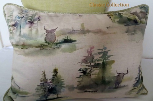 VOYAGE "CALEDONIAN FOREST"-HANDMADE PIPED CUSHION COVER- CHOICE OF SIZES - Picture 14 of 15