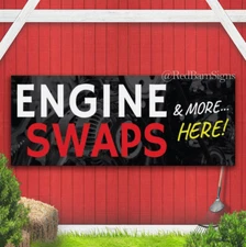 Engine Swaps & More Here Banner Concession Stand Food Truck Single Sided