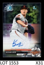1-2017 BOWMAN CHROME PROSPECTS AUTO KEEGAN AKIN ORIOLES QTY