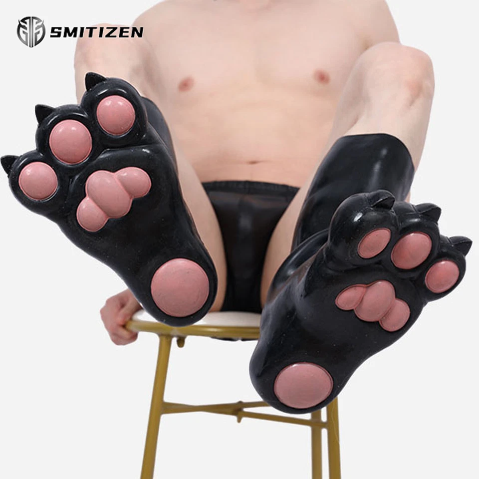Patas de bestia de tres dedos de silicona Smitizen negras y rosas para fiesta de Halloween Cos Foto 2 de 4