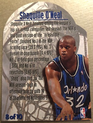 1995 FLEER SHAQUILLE O'NEAL DIE CUT MAXIMUM METAL # 8 of 10 MINT