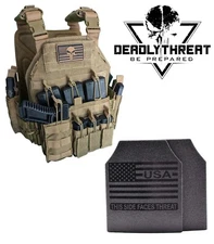 Urban Assault Desert Fox Tactical Vest Plate Carrier W/ Level III Armor Plates