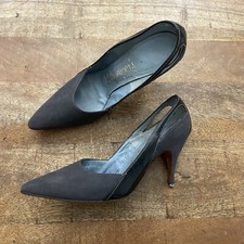 Vintage 1950 s Shapely Cut Out Pumps Hofheimers Cavalier Sz 6.5 B Black Gray